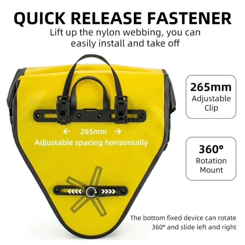 Rockbros Waterproof Bike Pannier Bags 20L Yellow Rear Rack Triangle Bag Set NEW